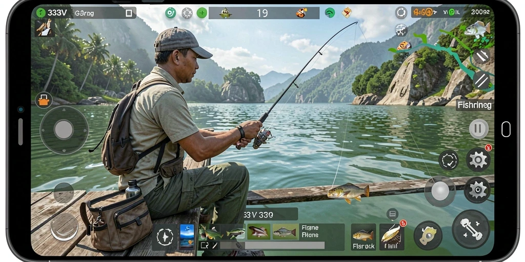 Screenshot menunjukkan aksi memancing seru di 333V.