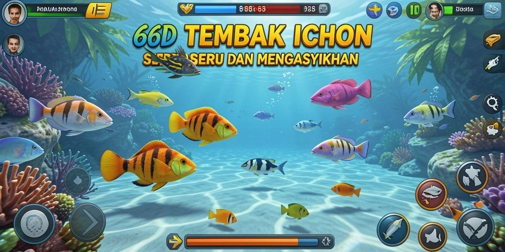 Tampilan menarik dari gameplay Tembak Ikan di 66D.