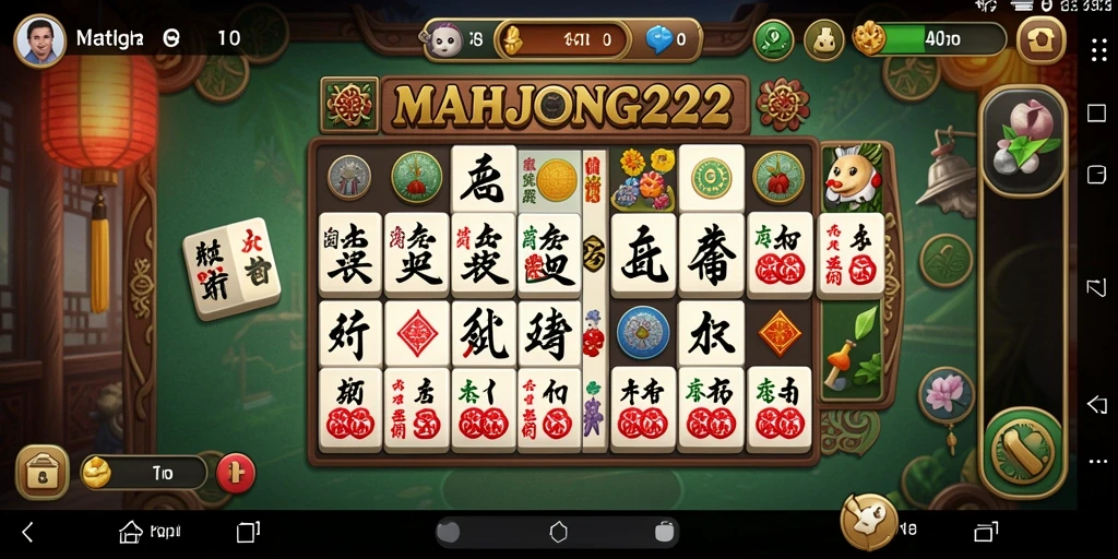 Tampilan gameplay seru di MAHJONG222 dengan ubin berwarna-warni.