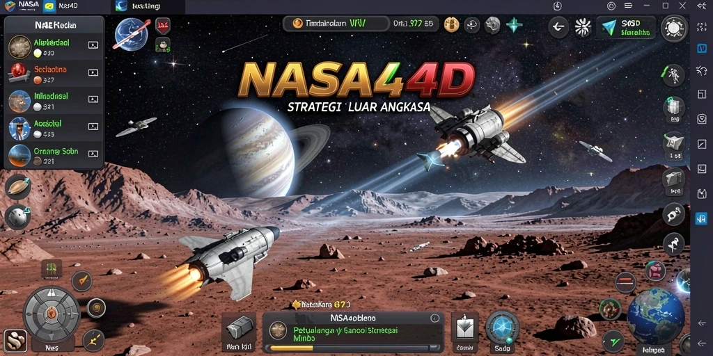 Tampilan aksi seru dalam permainan luar angkasa NASA4D.