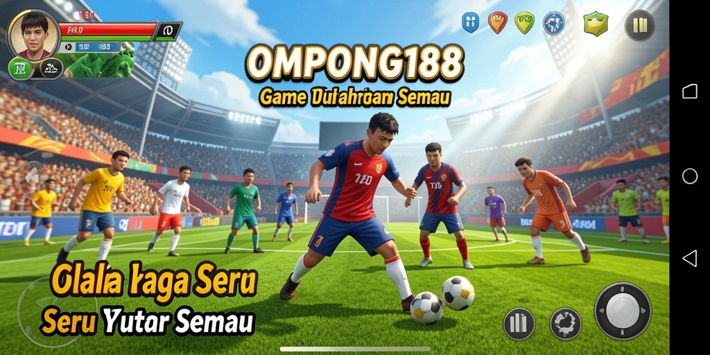 Tampilan layar utama OMPONG188 dengan gameplay olahraga yang mendebarkan.