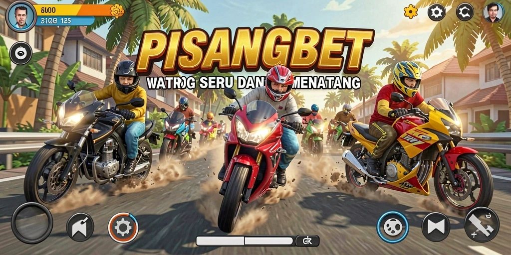 Screenshot PISANGBET menampilkan balapan motor yang seru di jalanan.