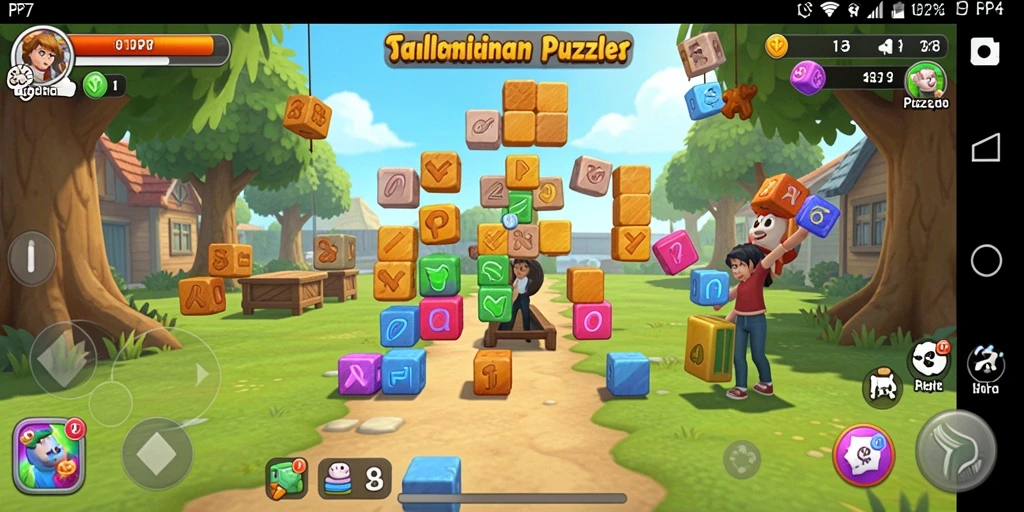Screenshot utama PP7 menampilkan gameplay Puzzle yang penuh warna dan menantang.