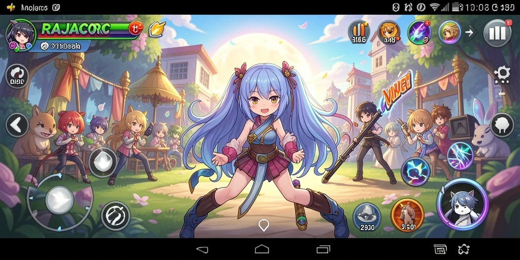 Tampilan gameplay yang menakjubkan dari RAJACORC dengan karakter anime.