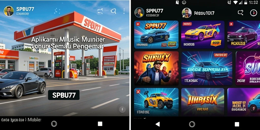 Tampilan antarmuka SPBU77 yang menarik dengan fitur musik interaktif.